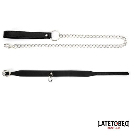 Collar with Bell and Leash from Latetobed BDSM Line, featuring black collar and chain leash for versatile intimate play.