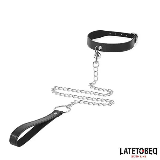 Collar with Bell and Leash from Latetobed BDSM Line, featuring a sleek collar and chain leash for versatile intimate play.