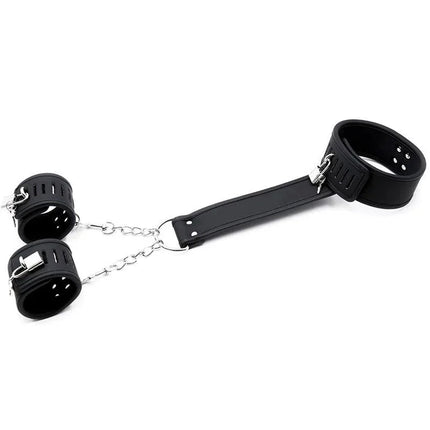 Collar with Handcuffs Set Vegan Leather, BDSM accessory, Intoyou Black Shadow collection