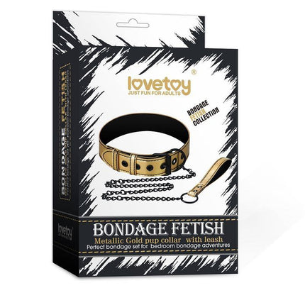 Collar with Leash Bondage Gold set in packaging, designed for daring couples