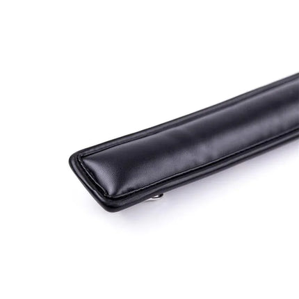 Close-up of black Collar with Metal Leash and Pedded Interior Black by Latetobed, featuring a padded leather-like texture.