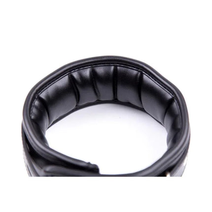 Collar with Metal Leash and Pedded Interior Black featuring padded comfort and an adjustable design for BDSM play.