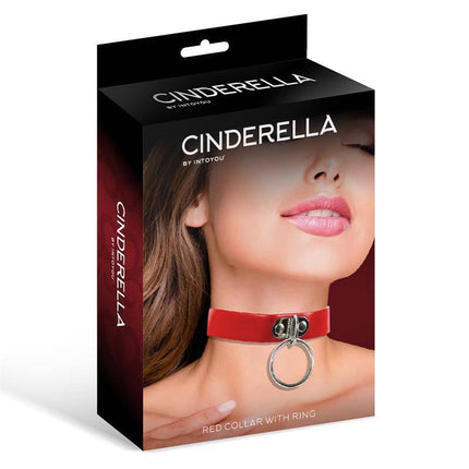 Collar with Ring Vegan Leather One Size in red by Cinderella, featuring a bold ring for a stylish statement.