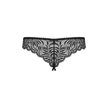 Contica Crotchless Panties Black by Obsessive with open crotch and lace design for sensual comfort.