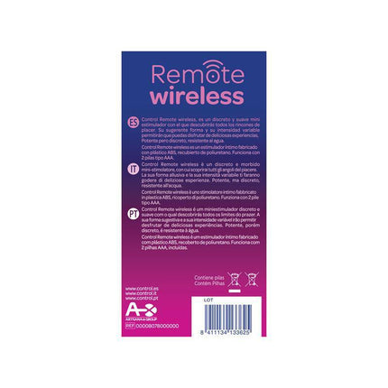 Control Remote Stimulator packaging with product details and instructions in multiple languages