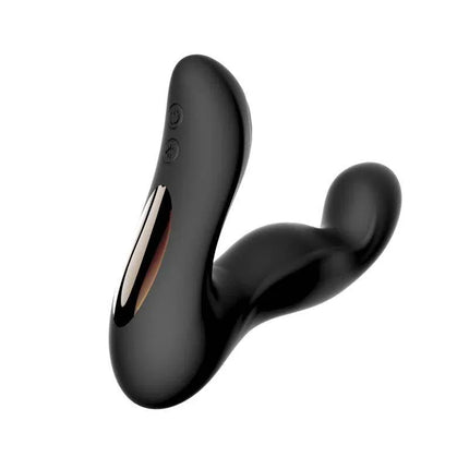 Convo Prostate Massager with Tapping and Finger Wiggle Function showing dual-action design in black.