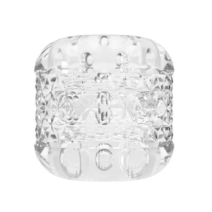 Clear view of Crystle 3d Masturbator Double Sided with textured ribbed design.