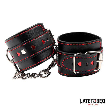 Cuff with Chain and Hearts from Latetobed BDSM Line, featuring durable PU and metal for stylish, secure fit in romantic design.