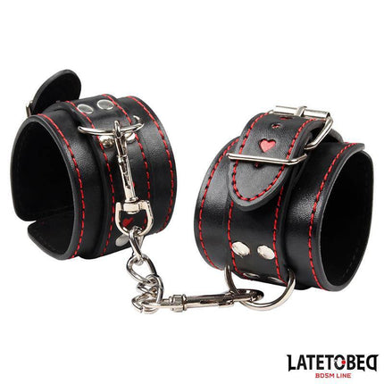 Cuff with Chain and Hearts, elegant BDSM accessory from Latetobed, featuring durable PU and metal blend for secure, stylish wear.