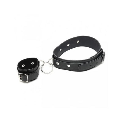 Cuffs, 1 PC.-Adjustable Leather Hand and Thigh Restraint in black, featuring secure, adjustable design for BDSM play.