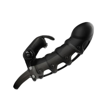 Cuper Penis Sleeve with Vibration featuring clitoral stimulator and ten vibration functions for enhanced pleasure and shared intimacy.