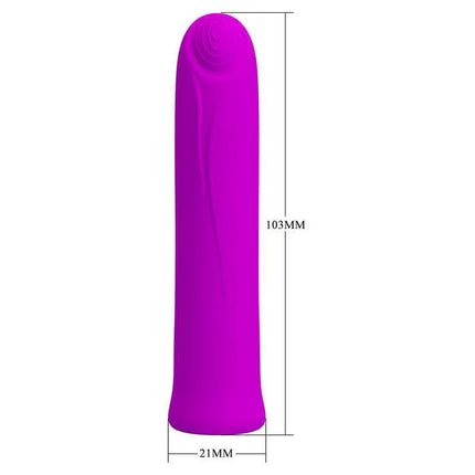 Purple Curtis Bullet Vibrator USB with compact design, 103mm by 21mm dimensions