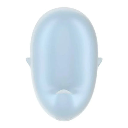 Cutie Ghost Blue air pulse vibrator with soft silicone finish, features Satisfyer Air Pulse technology for stimulating vibrations.