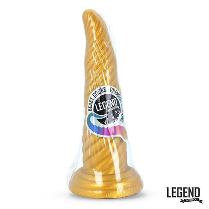 Gold Cycloron Liquid Silicone Dildo 20,3 cm with spiral design and Legend brand logo