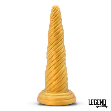 Cycloron Liquid Silicone Dildo 20,3 cm in vibrant yellow with spiral design by Lengen Dildos brand.