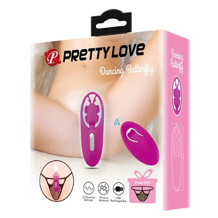 Dancing Butterfly Panty Stimulator Remote Control packaging showcasing features and design.