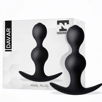 Davar Anal Plug Silicone in packaging, ergonomic design with bulbous head for targeted stimulation, made of high-quality smooth silicone.