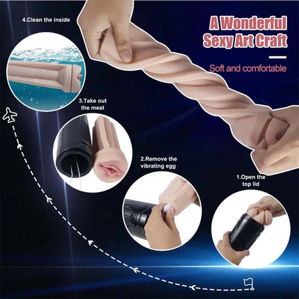 Step-by-step guide using Davina Masturbator with vibration, highlighting dual motors, ergonomic design, and easy cleaning.