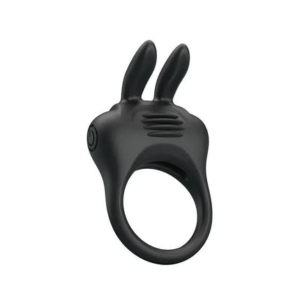 Davion Cock ring with vibration and Rabit in black silicone design for enhanced couple intimacy and stimulation.