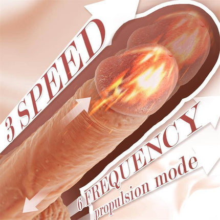Dean Dildo with Thrusting and Vibrating 8 showing 3 speed and 6 frequency propulsion mode for enhanced pleasure.
