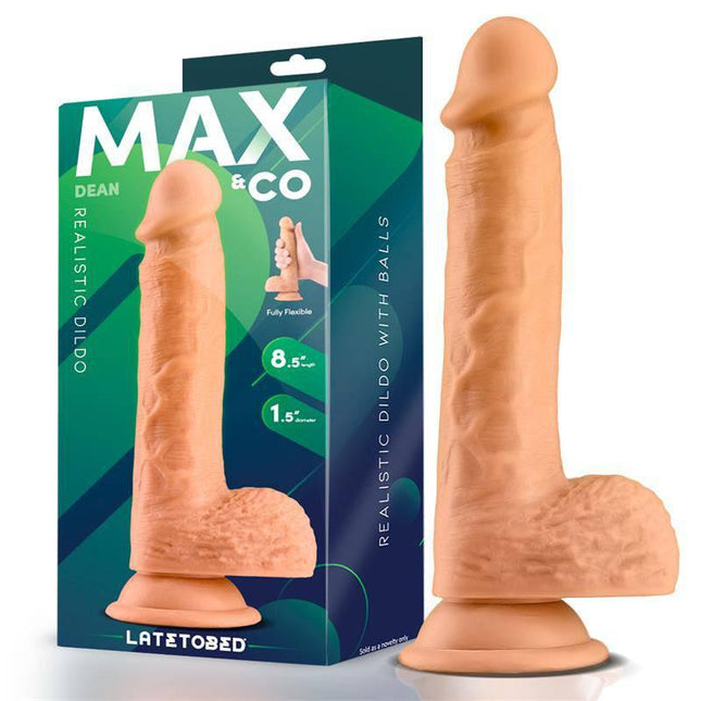 Dean Realistic Dildo with Testicles 8.5 Flesh in packaging by Max & Co.