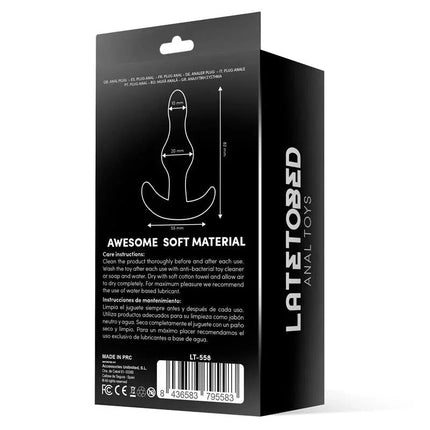 Deen Silicone Butt Plug Anchor Base packaging with product illustration, showcasing body-safe materials and anchor-shaped design for safe use.
