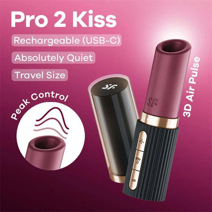 Deep Kiss Air Pulse Vibrator with USB-C charging, travel size, and quiet operation, featuring Peak Control for precise clitoral stimulation.