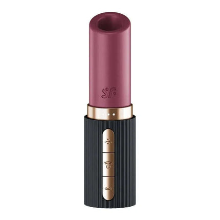 Deep Kiss Air Pulse Vibrator in lipstick-shaped design, featuring controls for discreet and powerful clitoral stimulation.