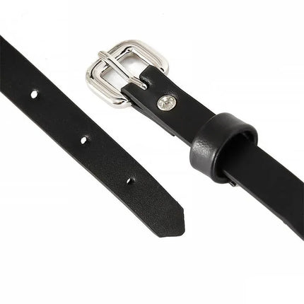 Close-up of black adjustable strap and buckle from Deissy Cat Mask Adjustable, highlighting premium craftsmanship and materials.