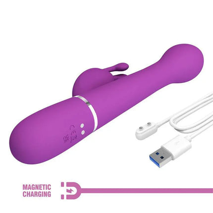 Dejon Vibrator Thrusting and Rotation Twinkled with magnetic charging cable and dual-motor design for enhanced pleasure.