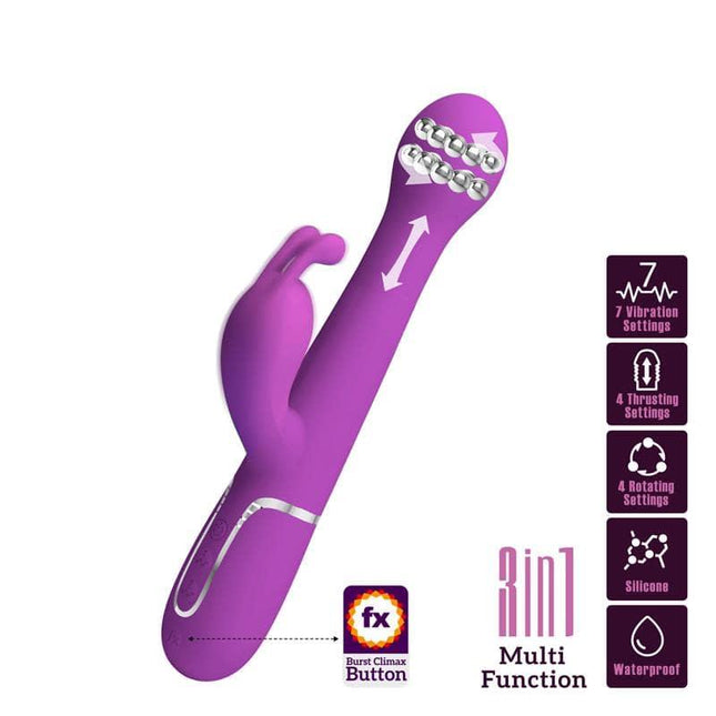 Purple Dejon Vibrator Thrusting and Rotation Twinkled with multifunction settings displayed