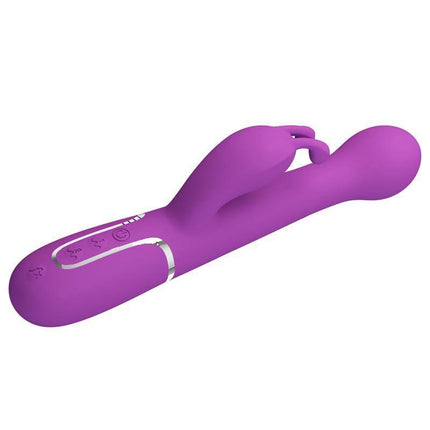 Dejon Vibrator Thrusting and Rotation Twinkled in purple, featuring dual motors for synchronized vibration and thrusting action.