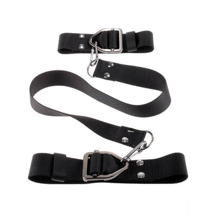 Deluxe Cuff Set with heavy-duty adjustable straps and extension for versatile bondage-play, made from industrial-strength nylon.