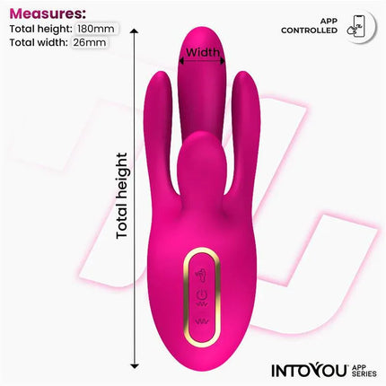 Derek Vibe with Finger Function 3 Motors and App, pink, app-controlled toy from Intoyou® App Series with precise measurements displayed.