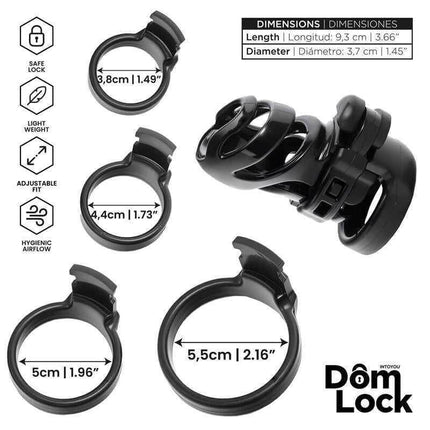 Detention Chastity Cage for Prince Albert Piercing by DomLock with adjustable rings and dimensions