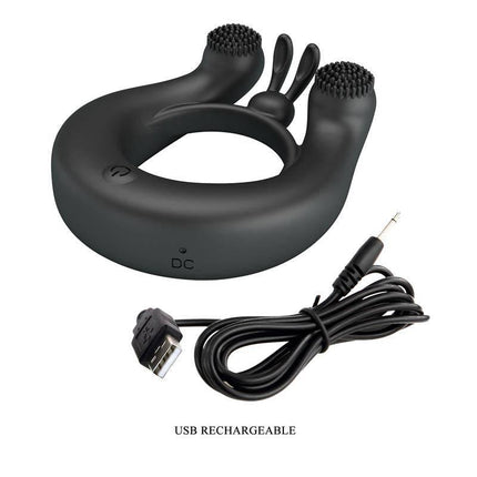 Dhalia Vibrating Penis Ring with dual motors and USB charging cable for enhanced pleasure and extended stamina