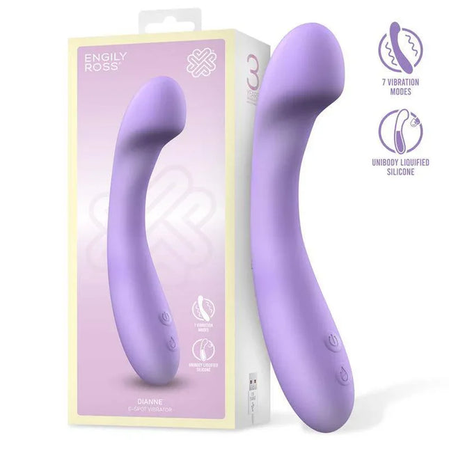 Dianne Vibe Liquid Silicone Unibody G-Spot Bendable USB vibrator with packaging, featuring seamless silicone and 7 vibration modes.