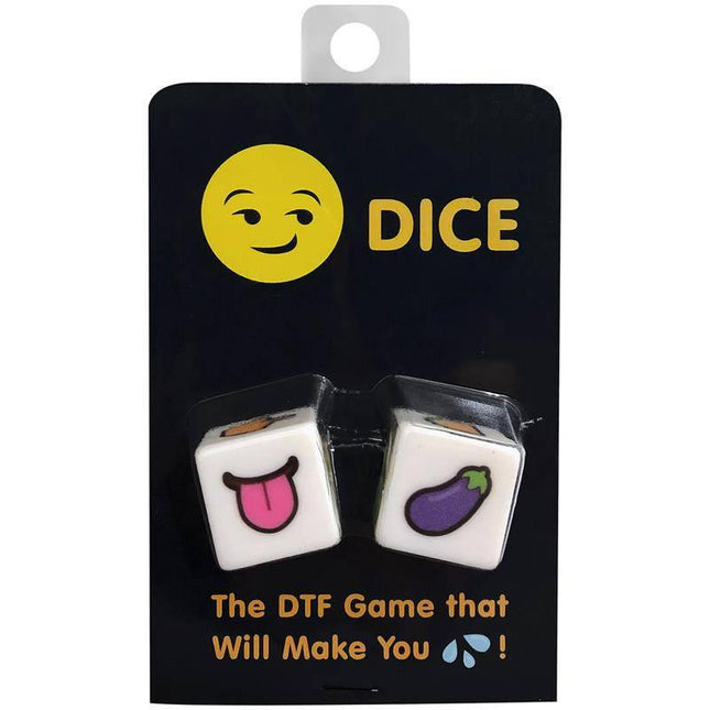 Dice Game (EN ES DE FR) packaging featuring emoji-themed dice for social, multilingual gameplay.