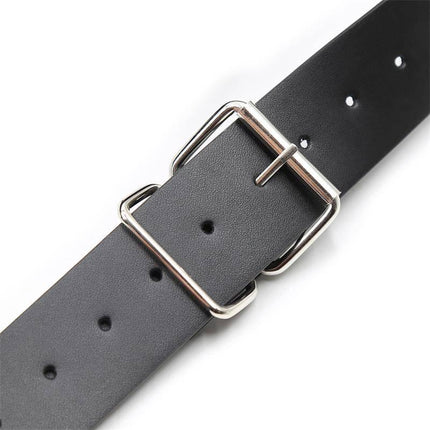 Close-up of buckle on Didier Leg and Waist Bondage Harness Adjustable.