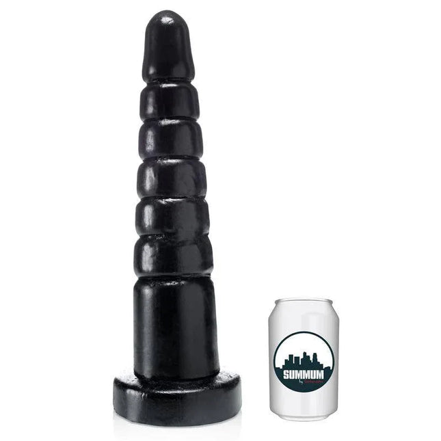 Dildo Albatros 35 cm with progressive shape alongside a soda can for size comparison