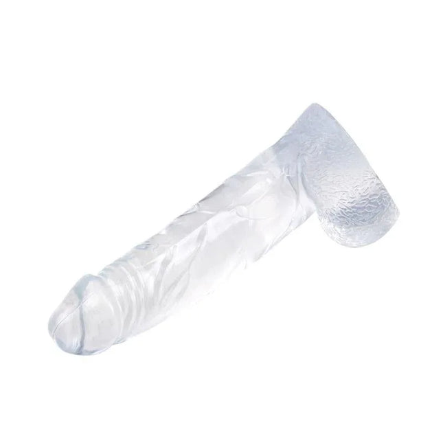 Dildo Ding Dong Clear - transparent, lifelike dildo with realistic shaft and glass-like finish, phthalate-free and latex-free for sensitive users