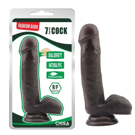 Dildo Dual Density Fashion Dude 17.8 x 4 cm Brown with packaging, phthalate-free PVC material, lifelike design, and ease of use
