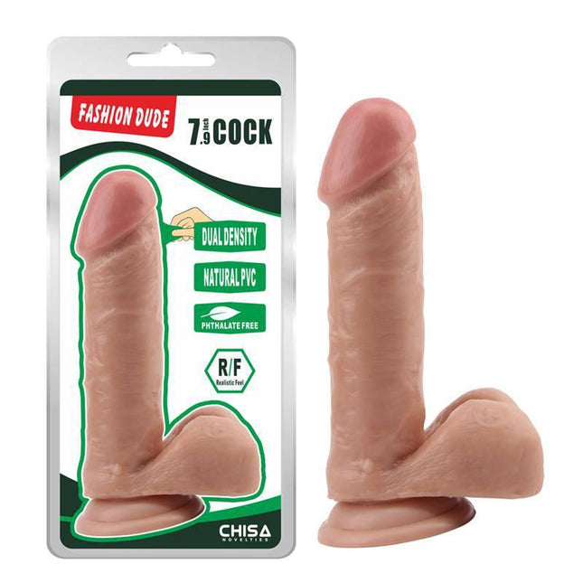 Dildo Dual density Fashion Dude 20 cm Flesh realistic dual-density dildo packaging and product image