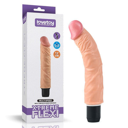 Dildo Flexi 9.5 with Vibration Flesh in packaging and product view