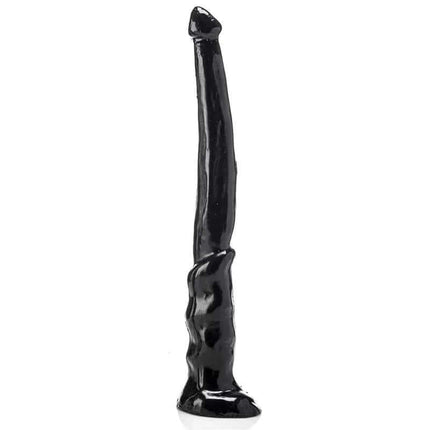 Dildo Fury 57 cm in black vinyl with elongated body for deep stimulation, perfect for experienced users.