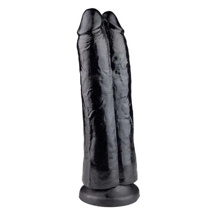 Dildo Gemelo 26 cm black double realistic dildo with suction cup base for hands-free use