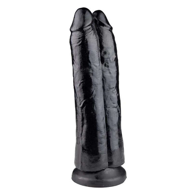 Dildo Gemelo 26 cm black double realistic dildo with suction cup base for hands-free use