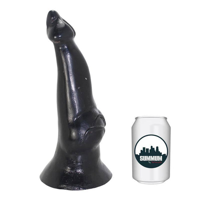 Dildo German Doggy 25 cm adult toy in vinyl next to a can for size comparison