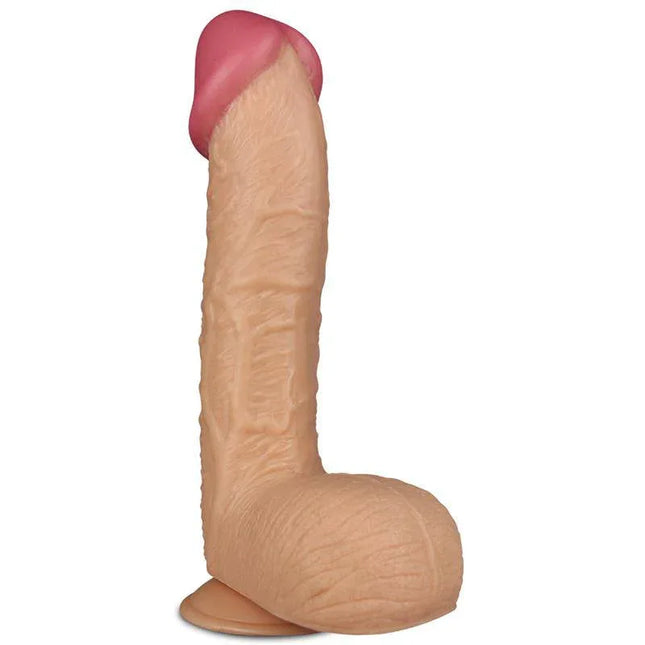 Dildo King 10.5 Flesh realistic dildo with lifelike detail, designed for solo or shared play, approximately 28 cm long with a 5.6 cm diameter.