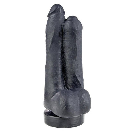 Dildo Lucha 16 cm dual dildo in black, featuring realistic design elements and flexible configurations for shared pleasure.